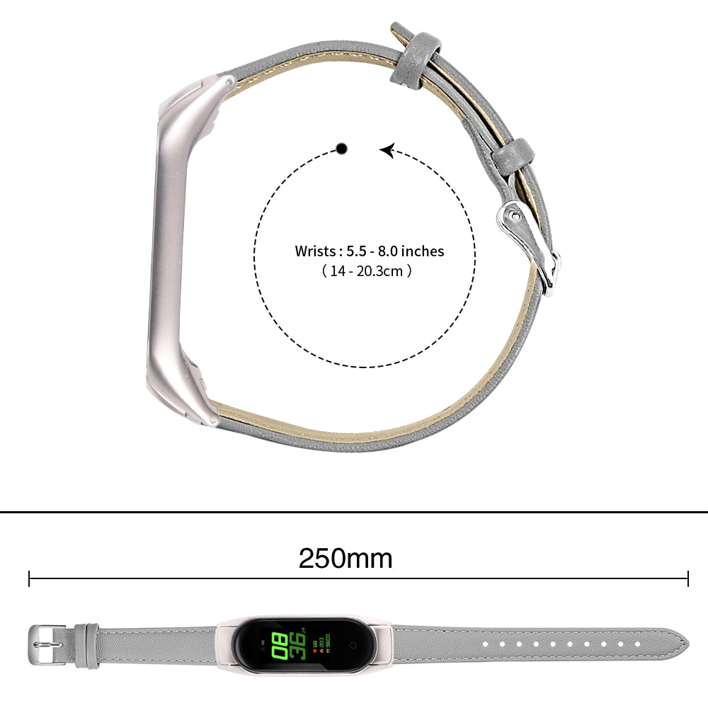For Xiaomi Smart Band 8 Watch Bands Genuine Cowhide Leather Straps with Silver Watch Case