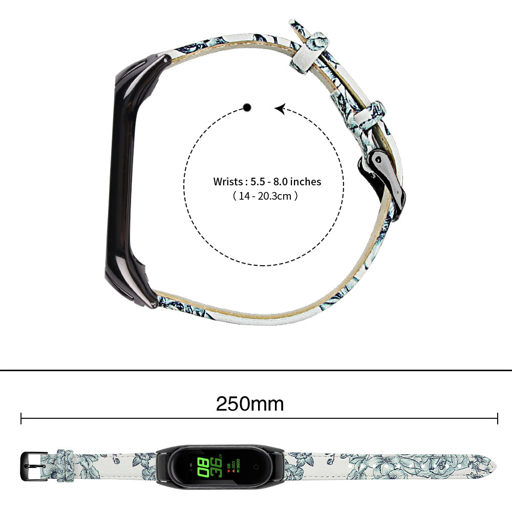 For Xiaomi Smart Band 8 Genuine Cowhide Leather Band Watch Straps with Black Watch Case