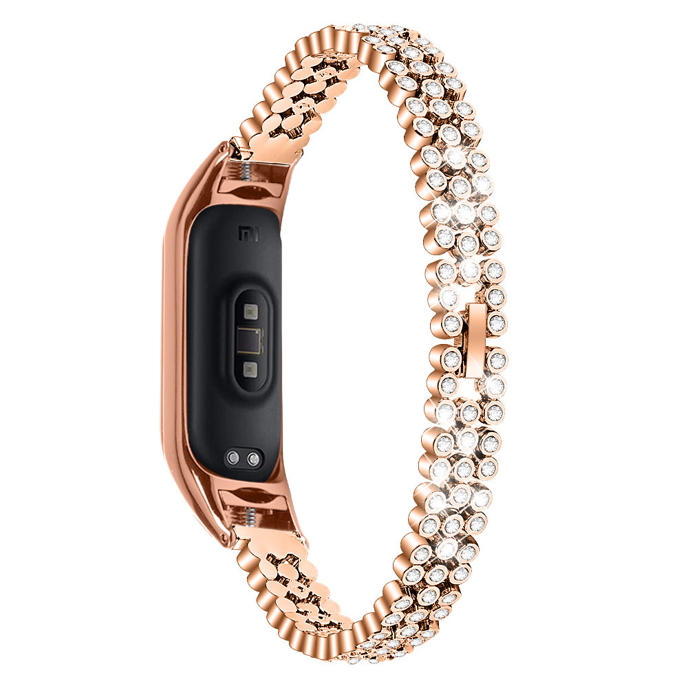 For Xiaomi Smart Band 8 Rhinestone Decor Stainless Steel Strap Replacement Smartwatch Wrist Band