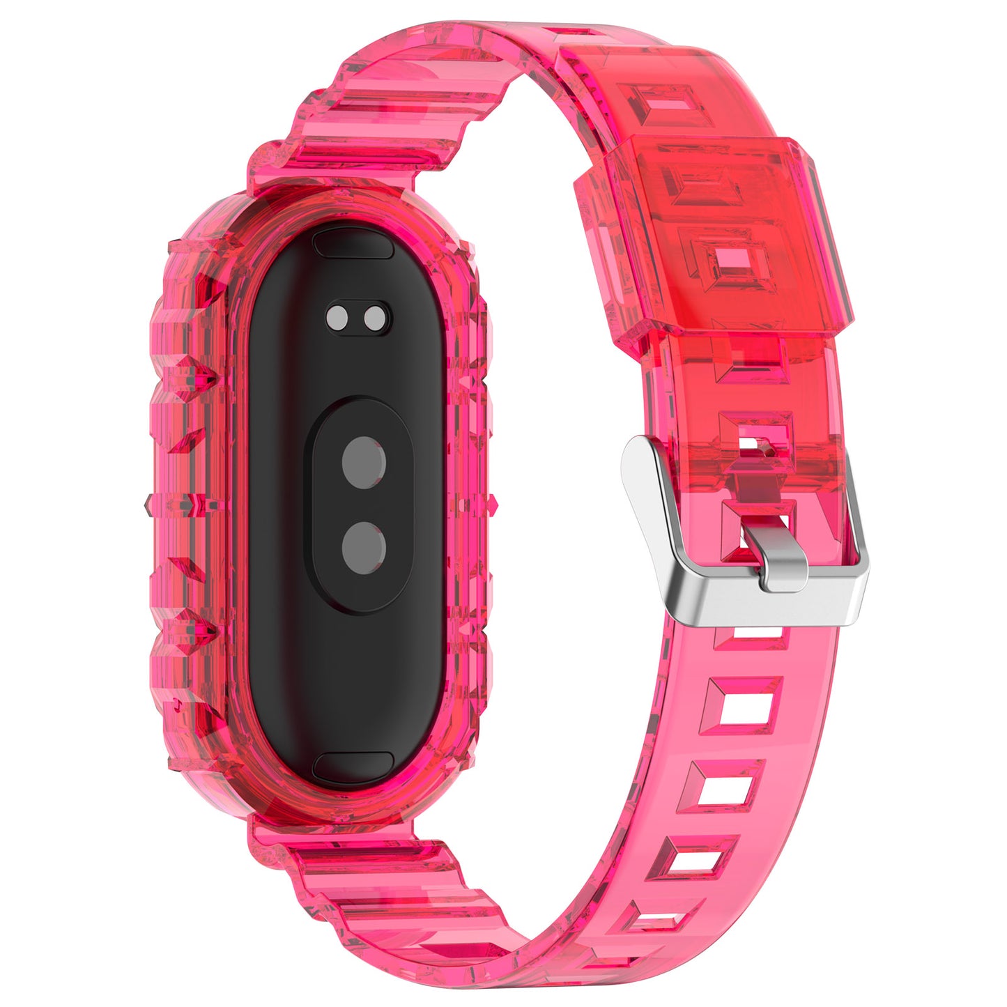 For Xiaomi Smart Band 8 Wrist Band Transparent Silicone Watch Strap with Integrated Watch Case