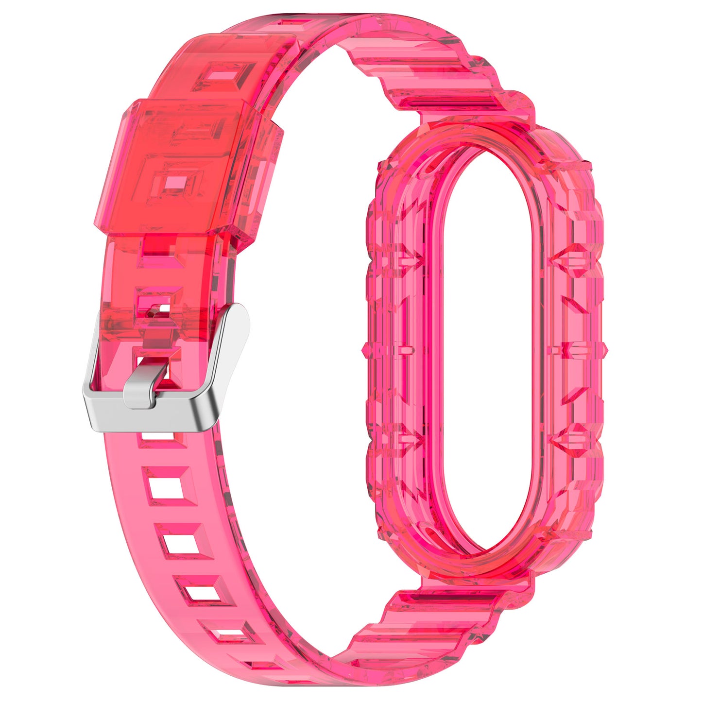 For Xiaomi Smart Band 8 Wrist Band Transparent Silicone Watch Strap with Integrated Watch Case