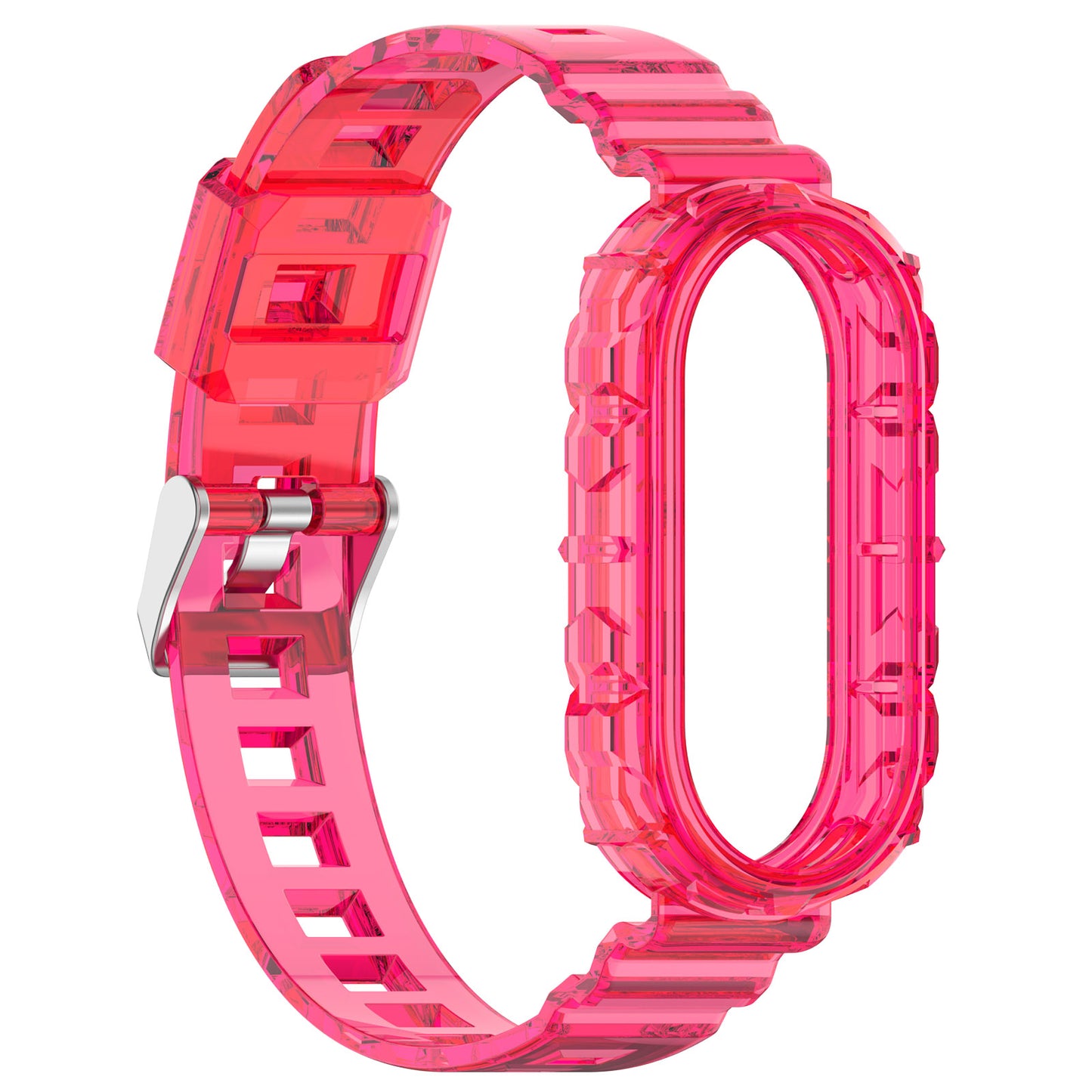 For Xiaomi Smart Band 8 Wrist Band Transparent Silicone Watch Strap with Integrated Watch Case