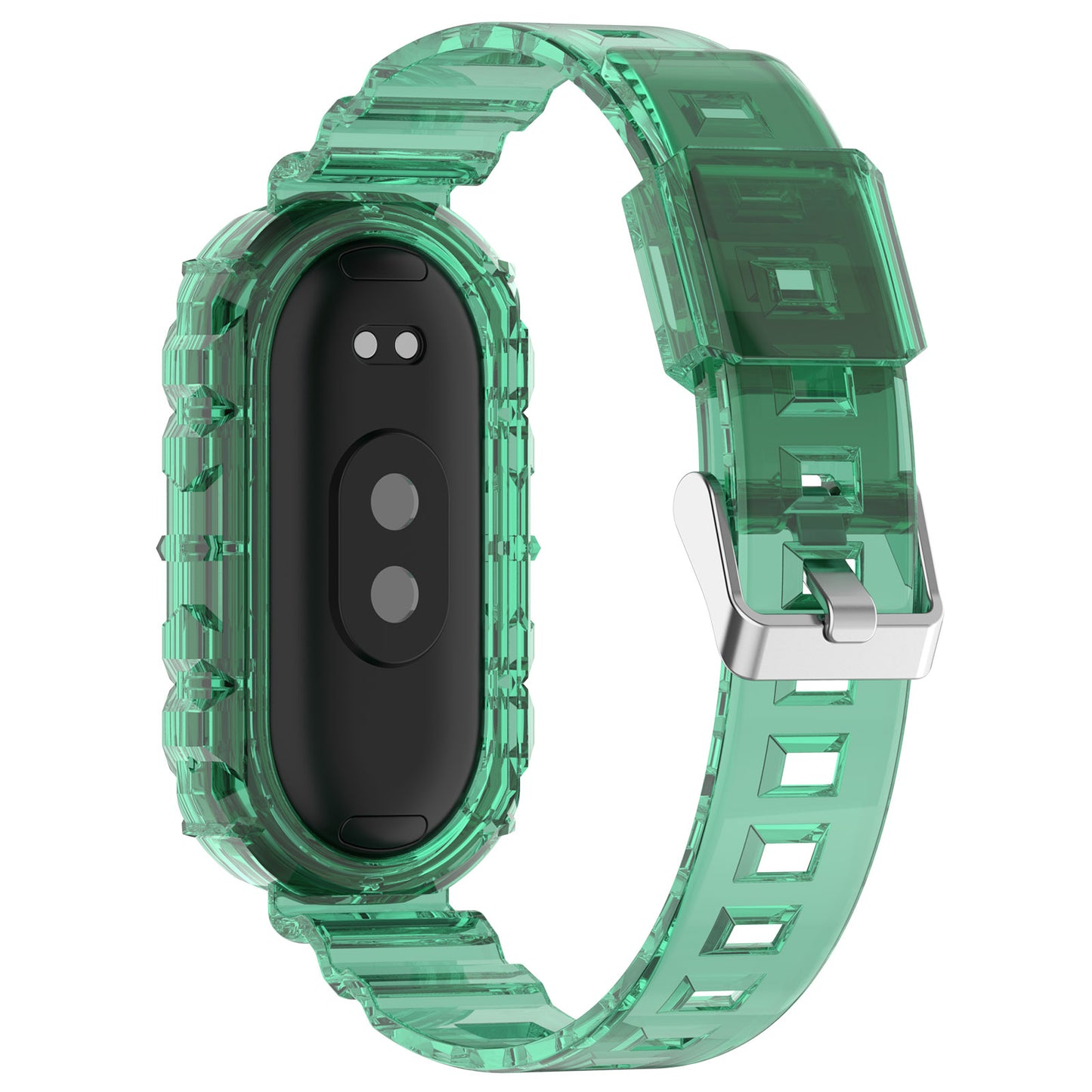 For Xiaomi Smart Band 8 Wrist Band Transparent Silicone Watch Strap with Integrated Watch Case