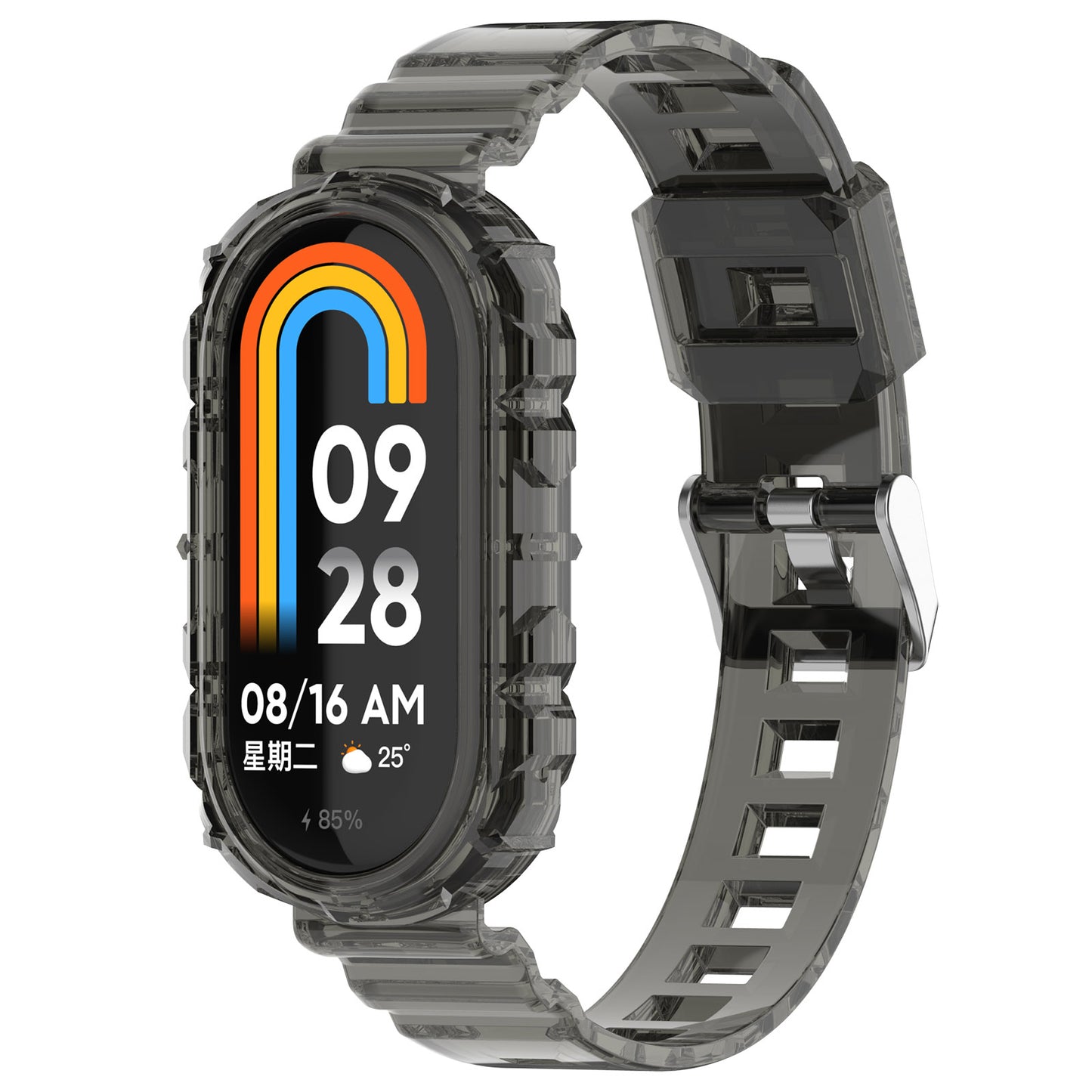 For Xiaomi Smart Band 8 Wrist Band Transparent Silicone Watch Strap with Integrated Watch Case