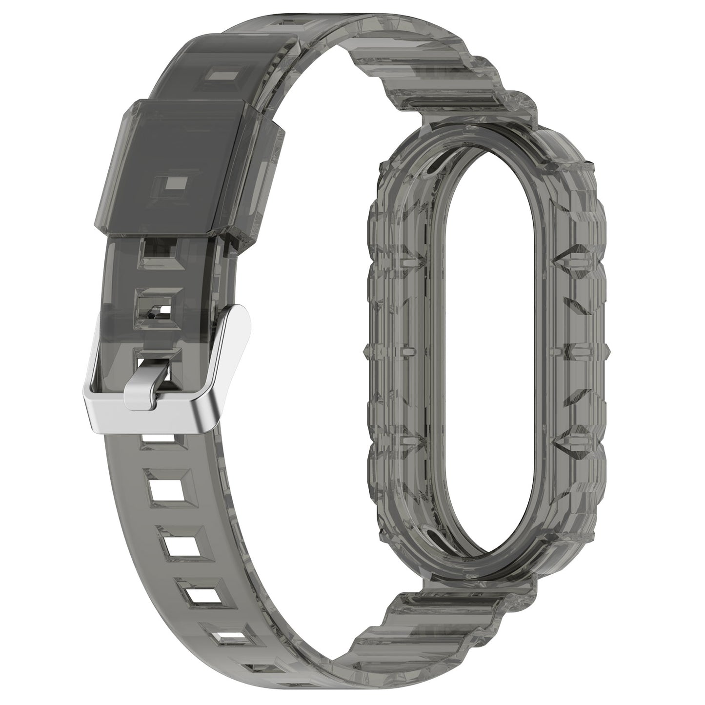 For Xiaomi Smart Band 8 Wrist Band Transparent Silicone Watch Strap with Integrated Watch Case