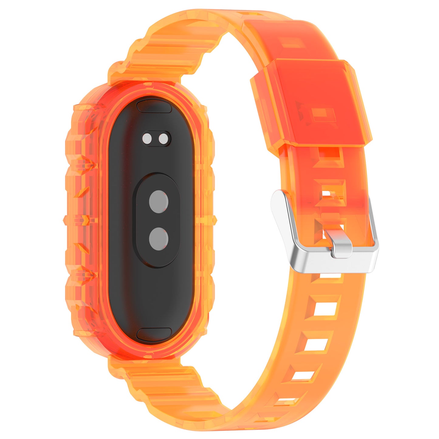 For Xiaomi Smart Band 8 Wrist Band Transparent Silicone Watch Strap with Integrated Watch Case