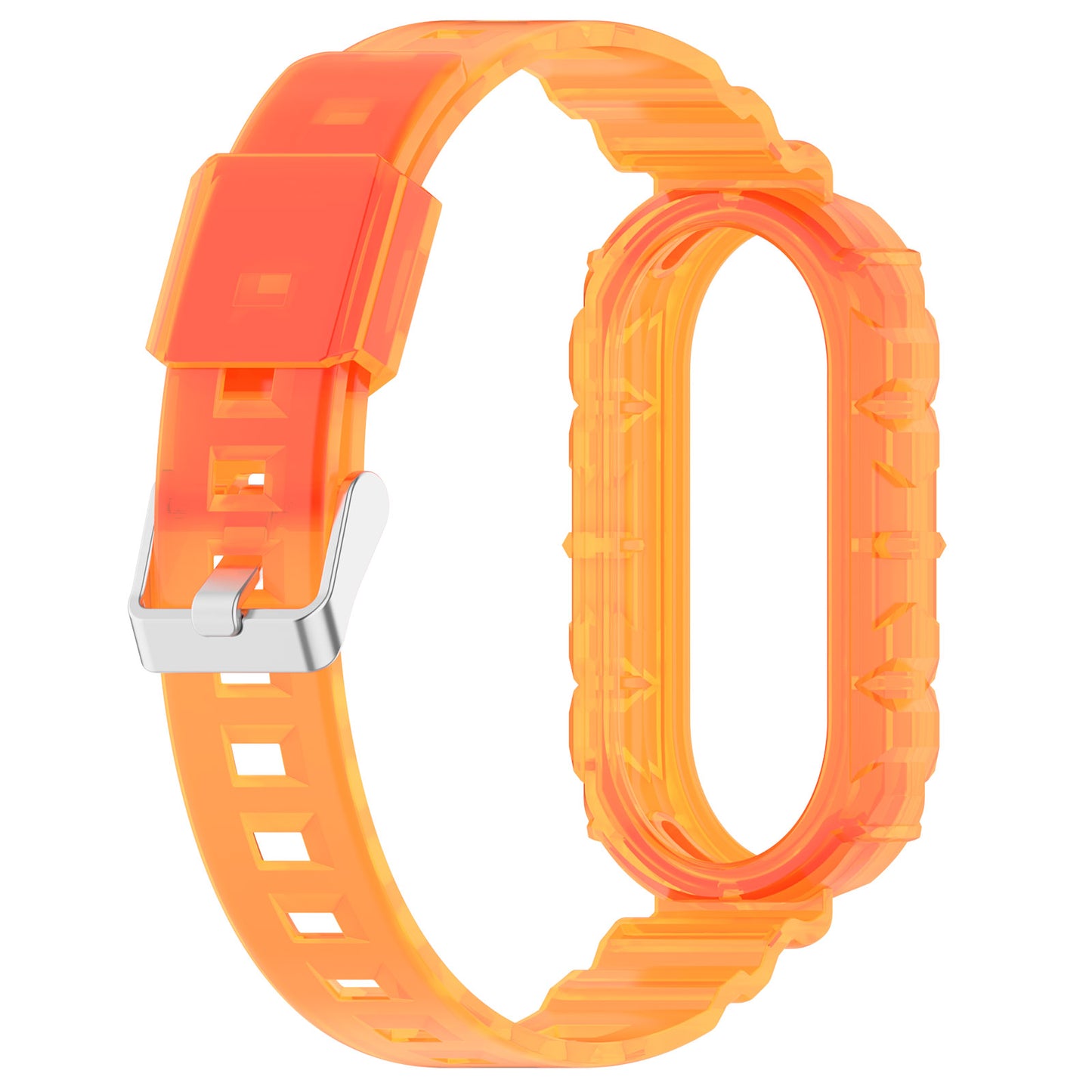 For Xiaomi Smart Band 8 Wrist Band Transparent Silicone Watch Strap with Integrated Watch Case