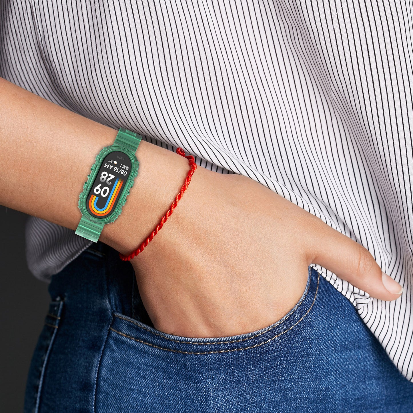 For Xiaomi Smart Band 8 Wrist Band Transparent Silicone Watch Strap with Integrated Watch Case