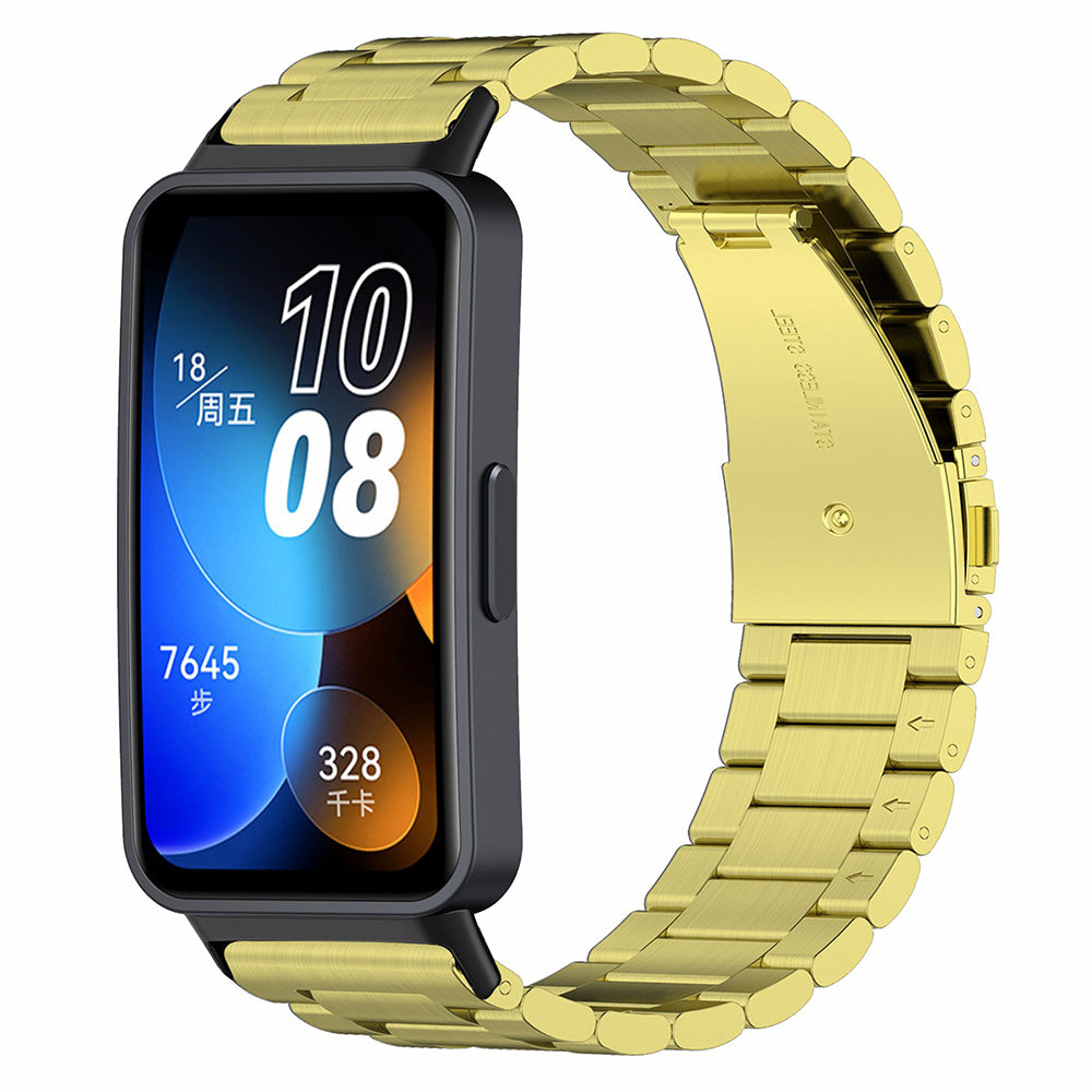 For Huawei Band 8 Smartwatch Strap Repair Part Watch Strap 3-Bead Stainless Steel Band Replacement