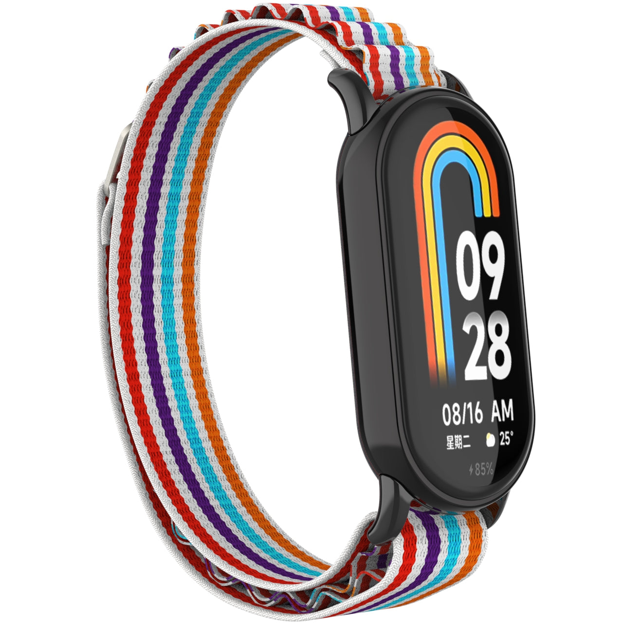 Nylon Watch Band for Xiaomi Smart Band 8 Adjustable Replacement Wrist Strap with Black Connector