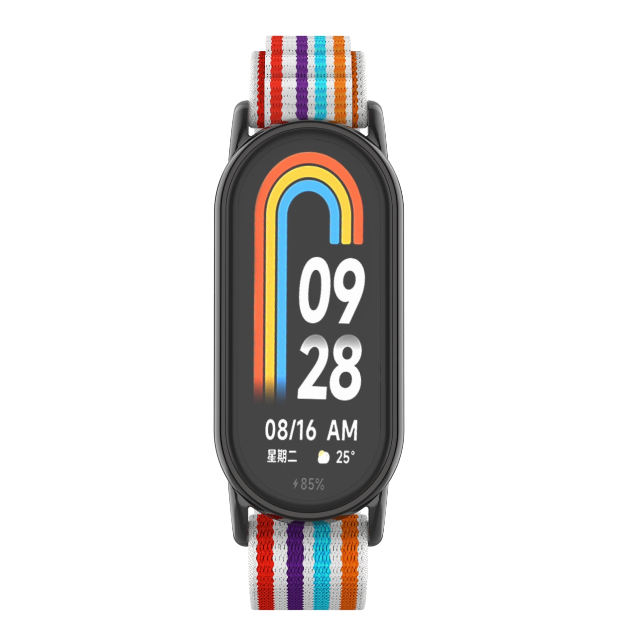 Nylon Watch Band for Xiaomi Smart Band 8 Adjustable Replacement Wrist Strap with Black Connector