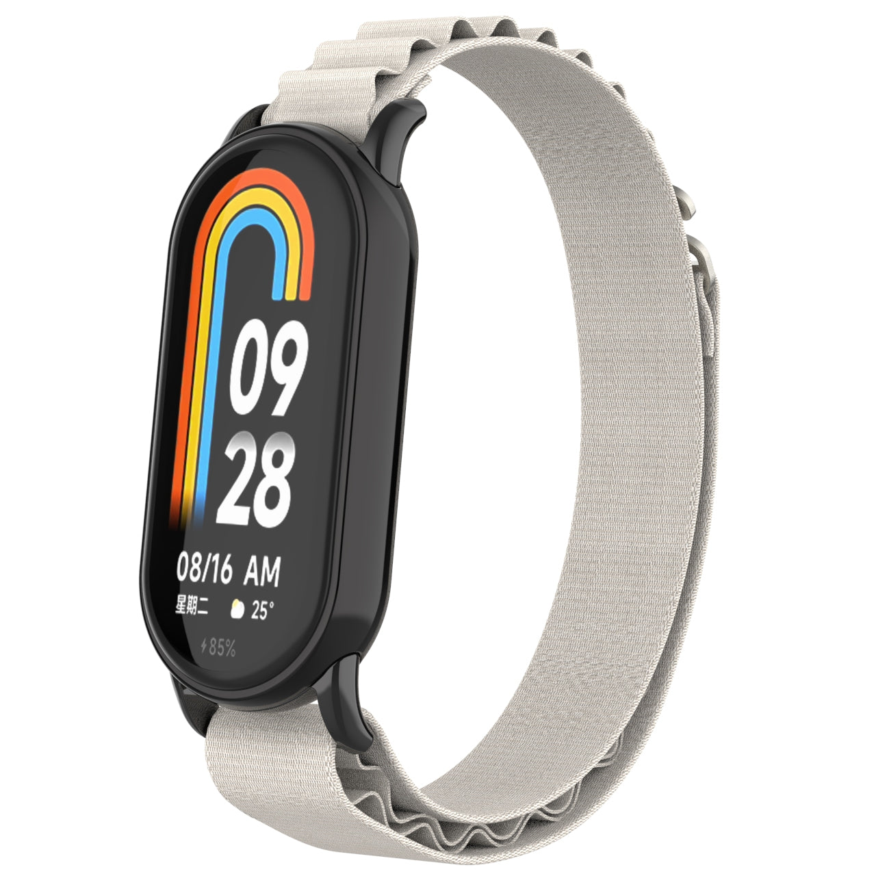 Nylon Watch Band for Xiaomi Smart Band 8 Adjustable Replacement Wrist Strap with Black Connector