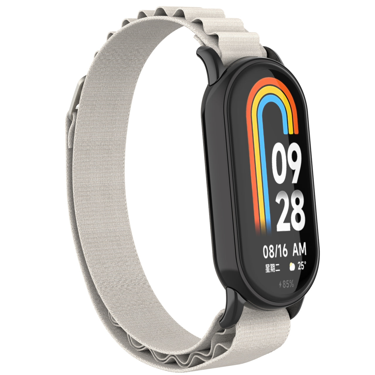 Nylon Watch Band for Xiaomi Smart Band 8 Adjustable Replacement Wrist Strap with Black Connector