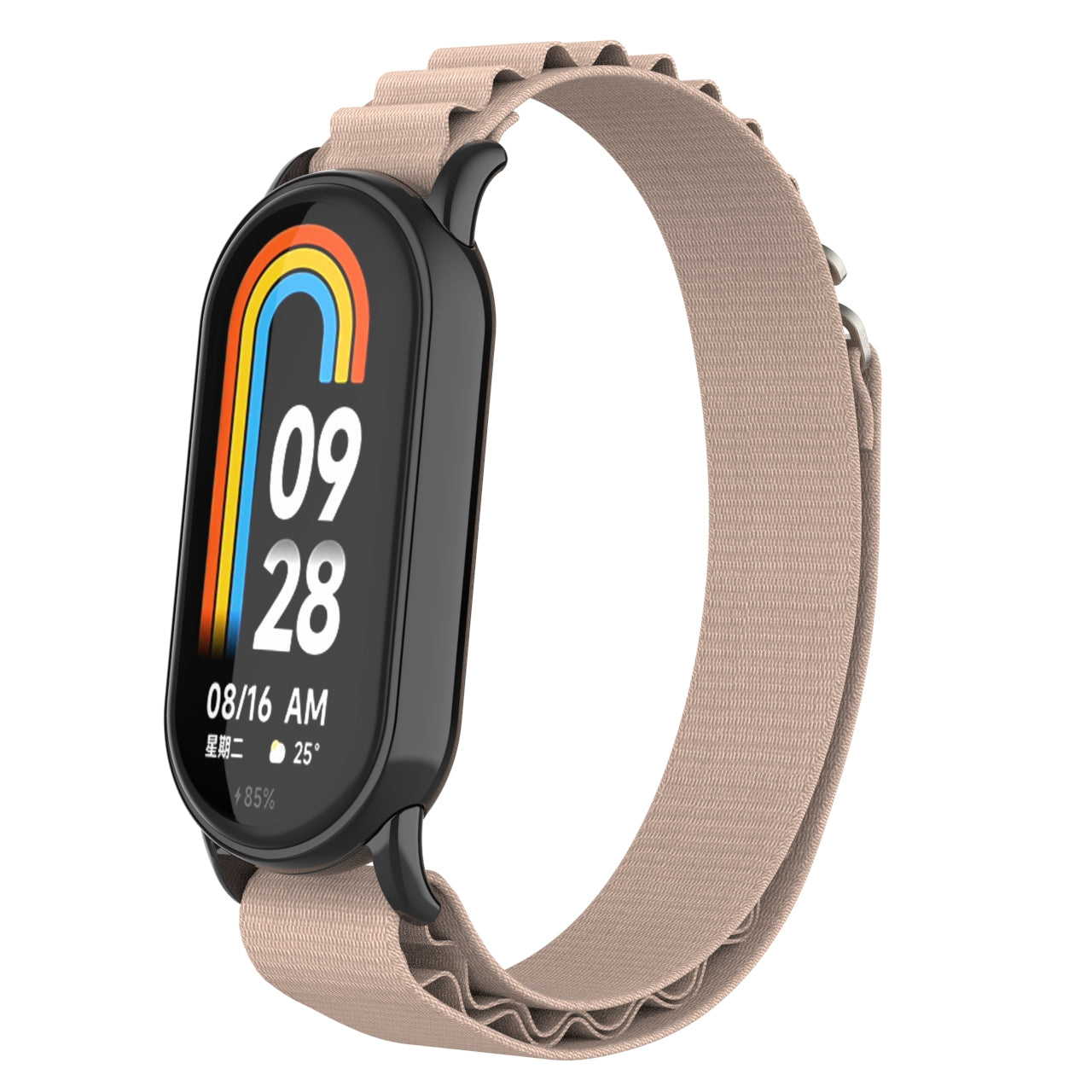 Nylon Watch Band for Xiaomi Smart Band 8 Adjustable Replacement Wrist Strap with Black Connector