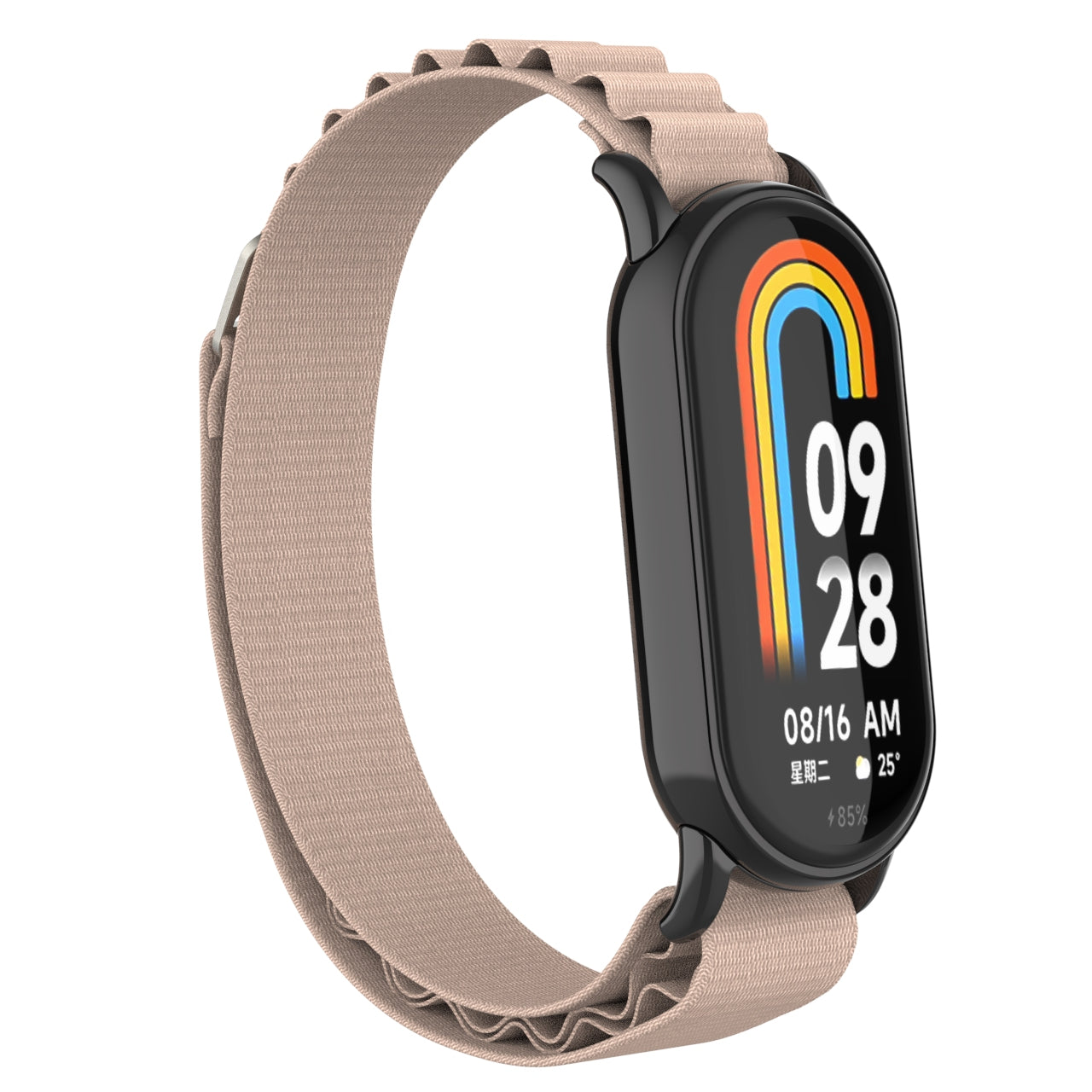 Nylon Watch Band for Xiaomi Smart Band 8 Adjustable Replacement Wrist Strap with Black Connector