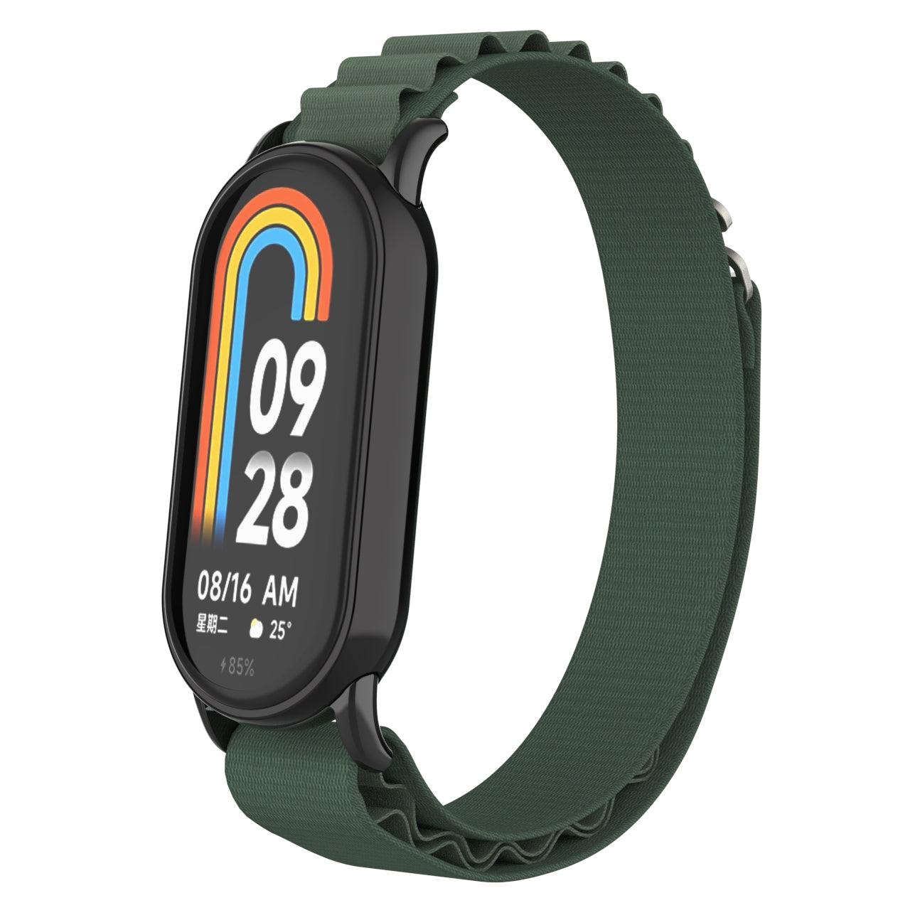 Nylon Watch Band for Xiaomi Smart Band 8 Adjustable Replacement Wrist Strap with Black Connector