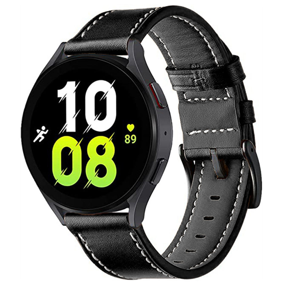 For Garmin Forerunner 265 / 255 22mm Stitching Watch Strap Genuine Cow Leather Watchband
