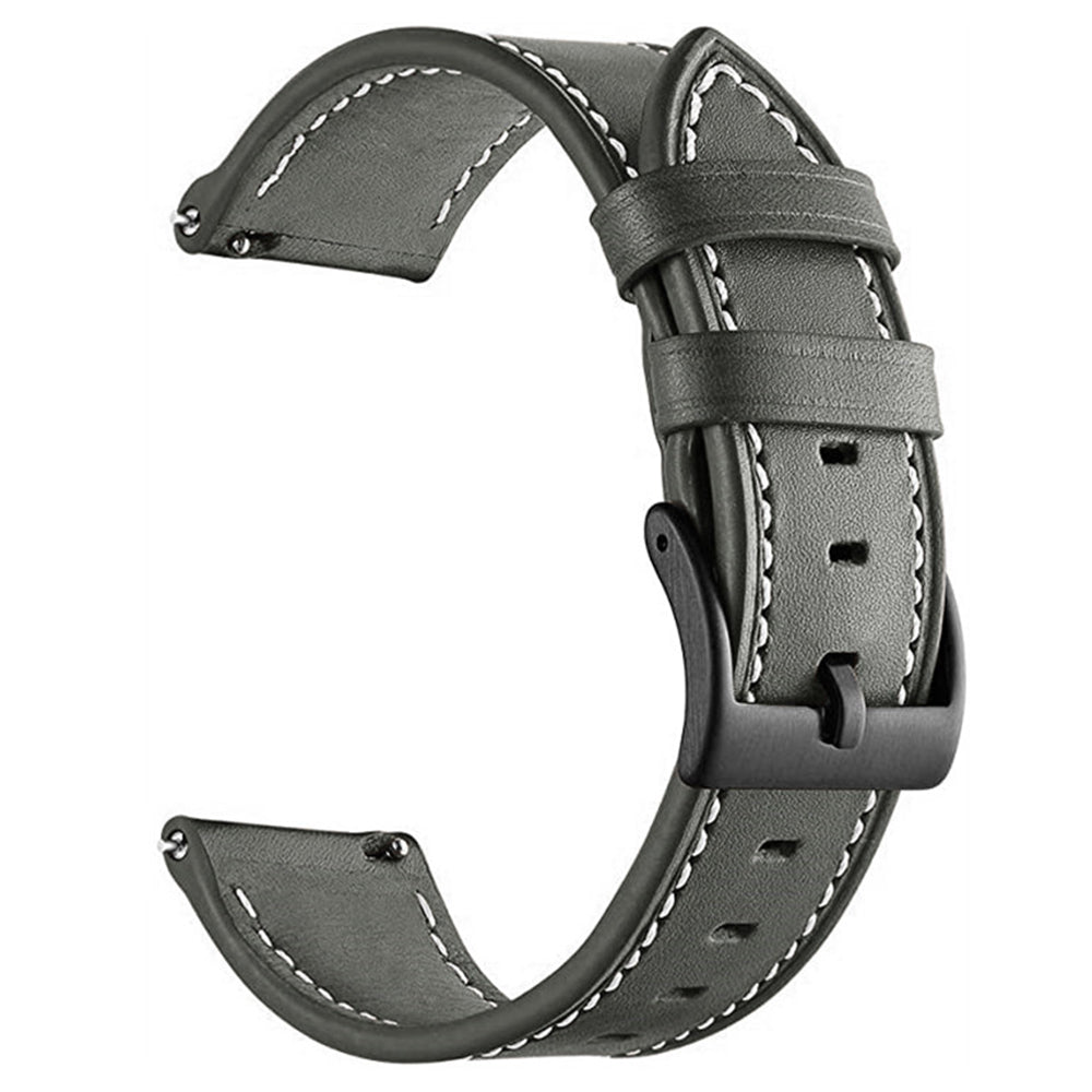 For Garmin Forerunner 265 / 255 22mm Stitching Watch Strap Genuine Cow Leather Watchband