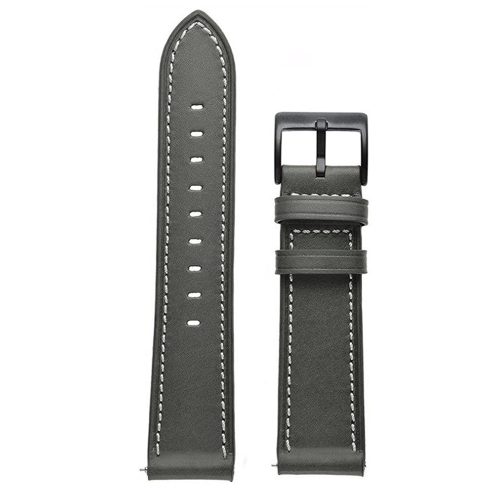 For Garmin Forerunner 265 / 255 22mm Stitching Watch Strap Genuine Cow Leather Watchband