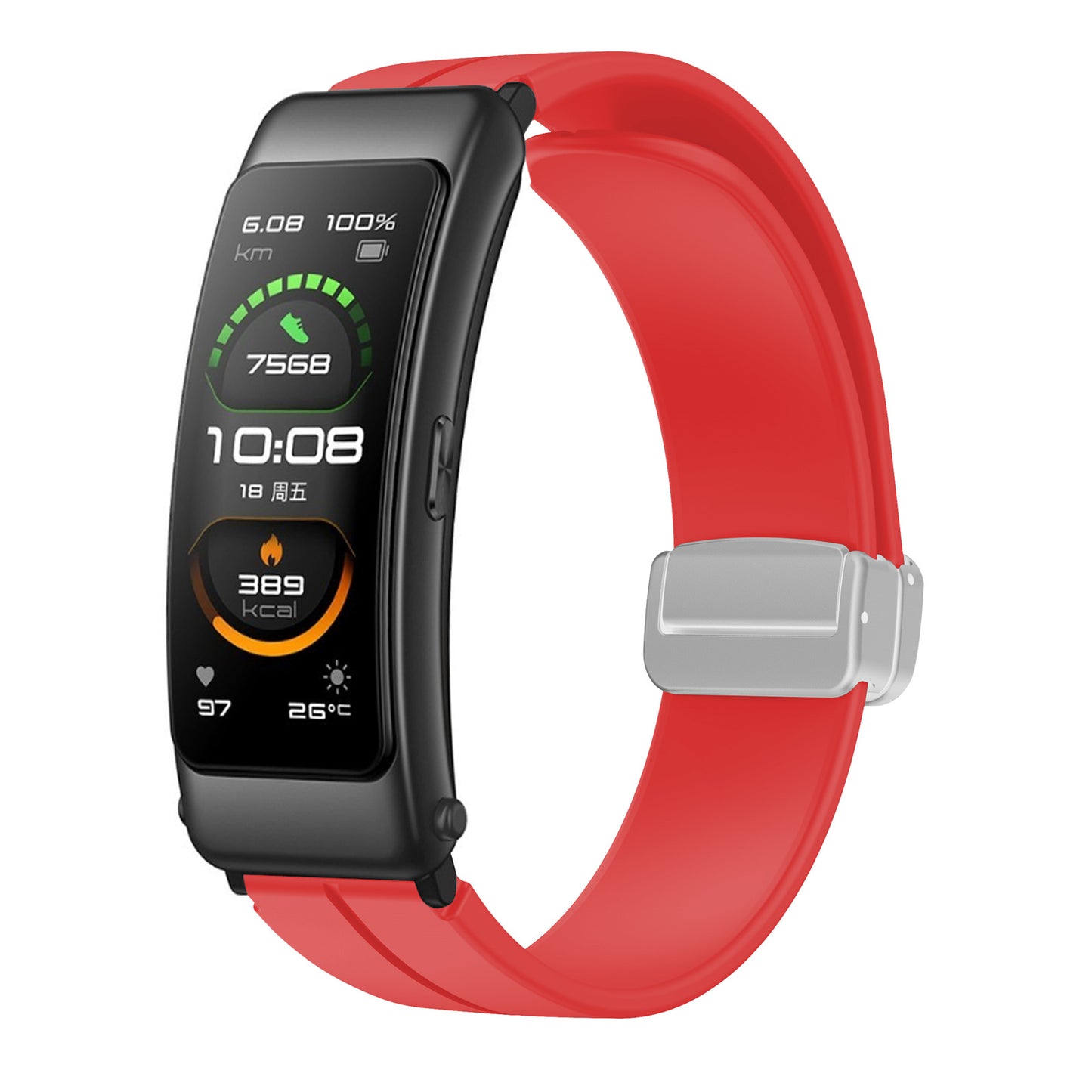 For Keep B4 / Huawei Watch Fit Mini Watch Band 16mm Silicone Wrist Strap, Silver Folding Buckle