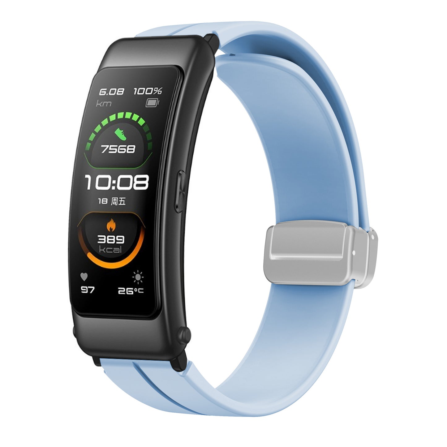 For Keep B4 / Huawei Watch Fit Mini Watch Band 16mm Silicone Wrist Strap, Silver Folding Buckle