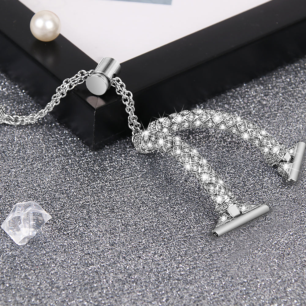 For Samsung Galaxy Watch Active / Watch Active2 44mm / Active2 40mm Rhinestone Jewelry Watch Strap 20mm Sliding Metal Wrist Band