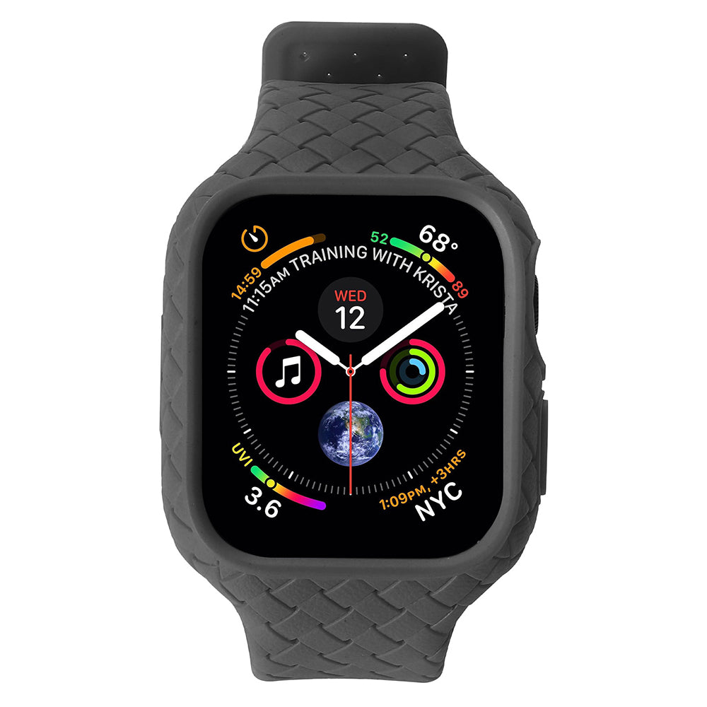 For Apple Watch Series 8 / 7 45mm Woven Texture TPU Watchband Integral Watch Strap with Case