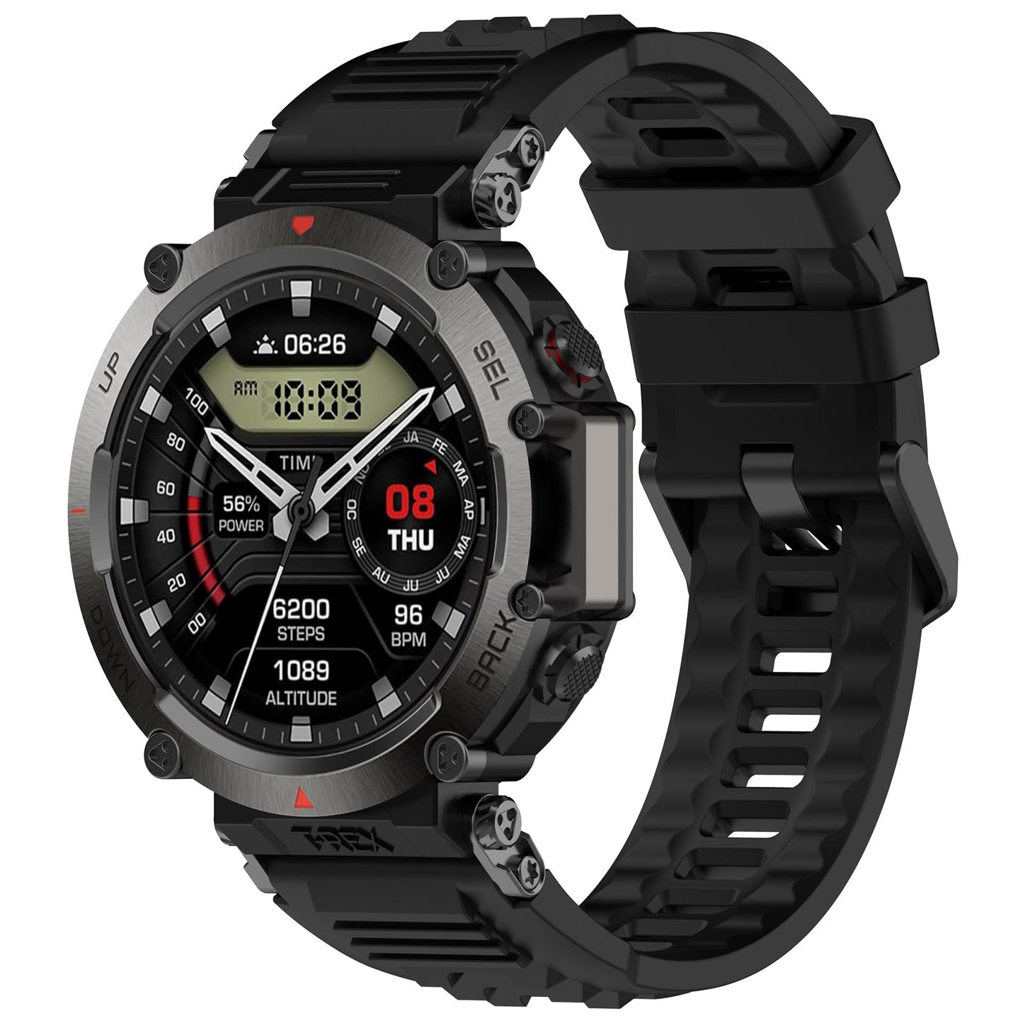 For Huami Amazfit T-rex Ultra A2142 Silicone Watch Strap Adjustable Wrist Band