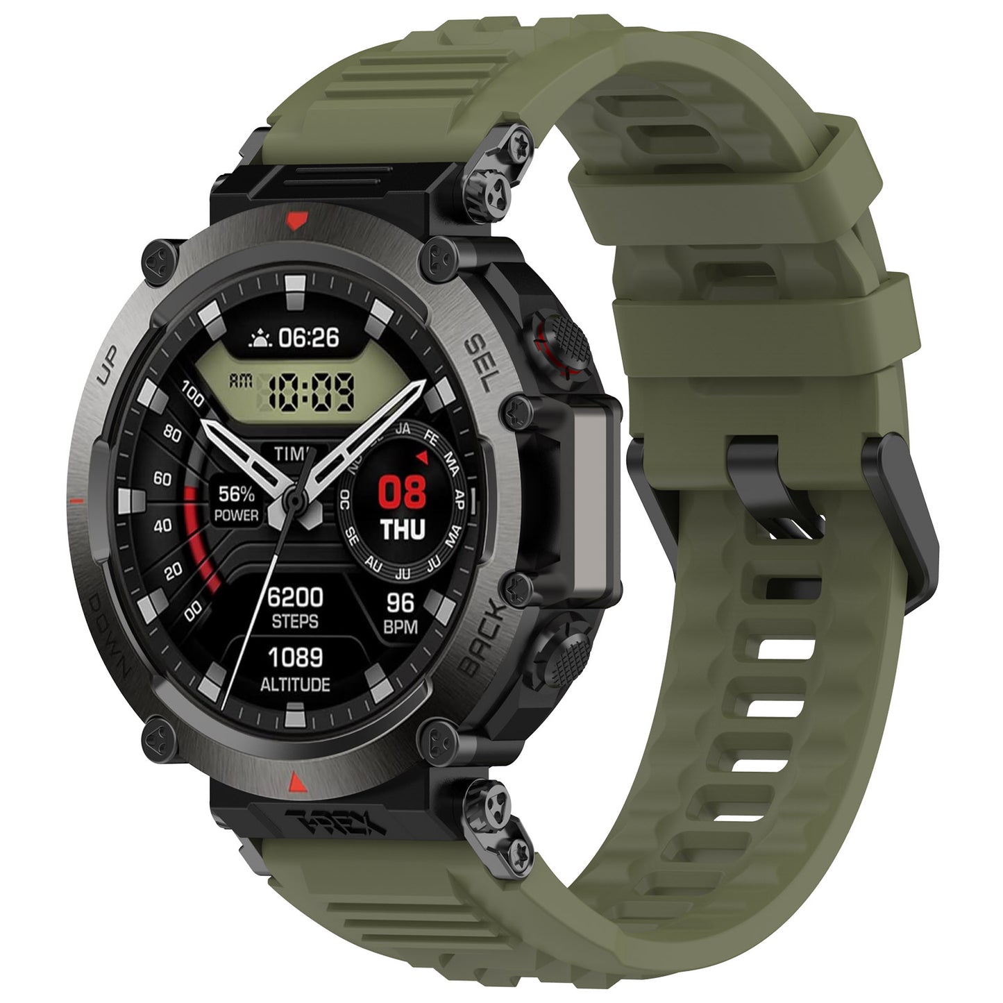For Huami Amazfit T-rex Ultra A2142 Silicone Watch Strap Adjustable Wrist Band