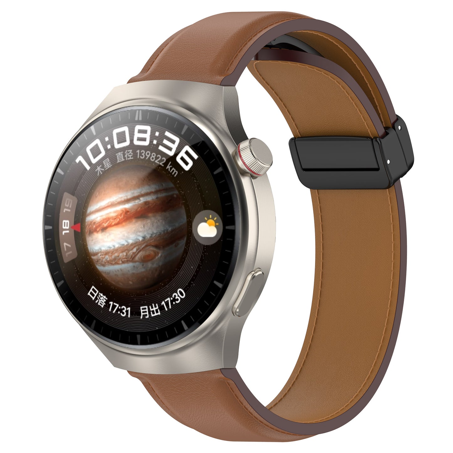 For Samsung Galaxy Watch 6 40mm 44mm / Watch 5 40mm 44mm Watch Band 20mm Genuine Cow Leather Folding Buckle Wrist Strap