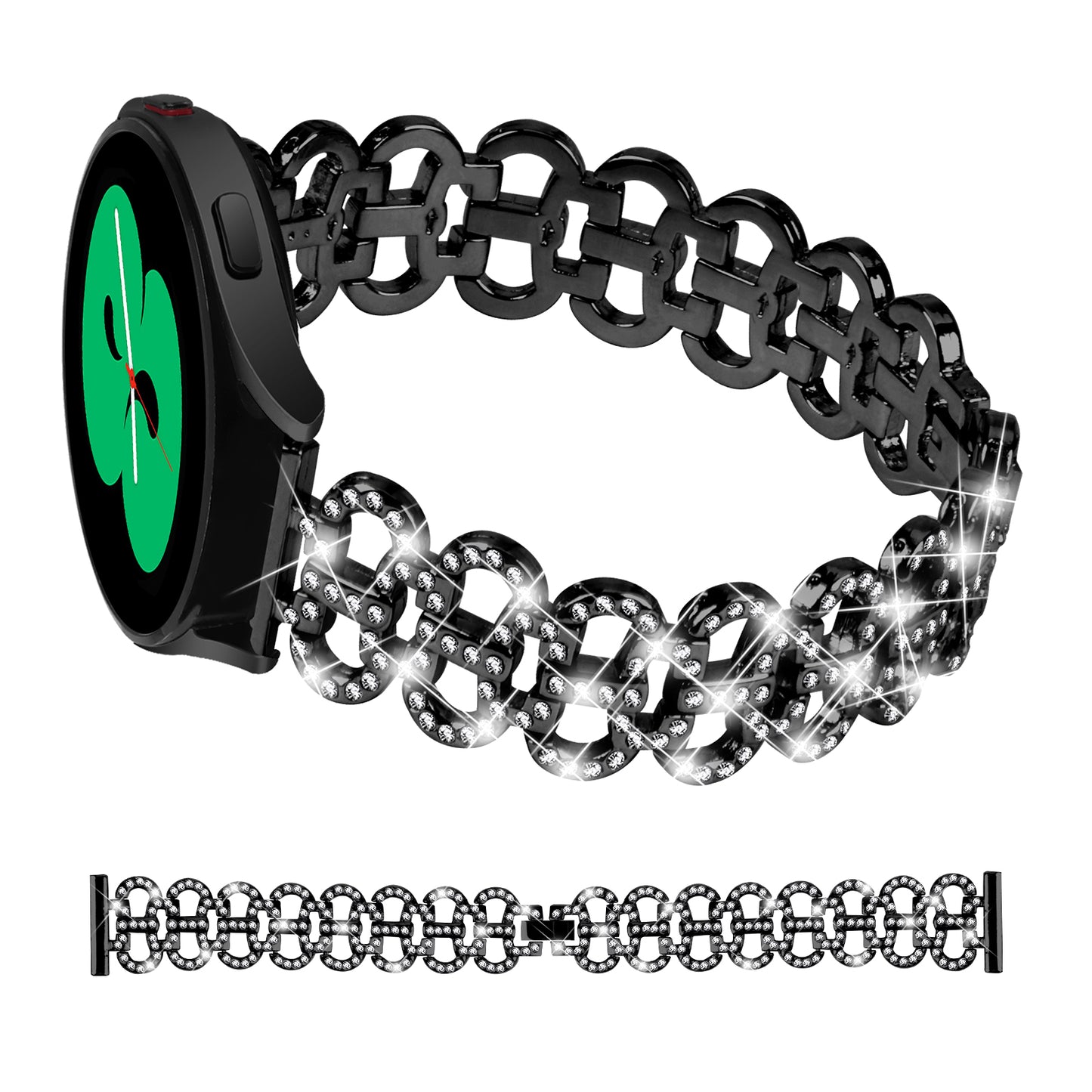 For Samsung Galaxy Watch6 40 / 44mm / Watch6 Classic 43mm / 47mm Metal Watch Strap 20mm Light Luxury Watchband with Rhinestone