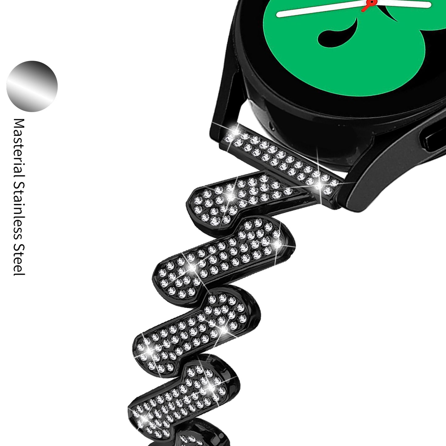 For Samsung Galaxy Watch6 40 / 44mm / Watch6 Classic 43 / 47mm Metal Watch Band 20mm Rhinestone Replacement Watch Strap
