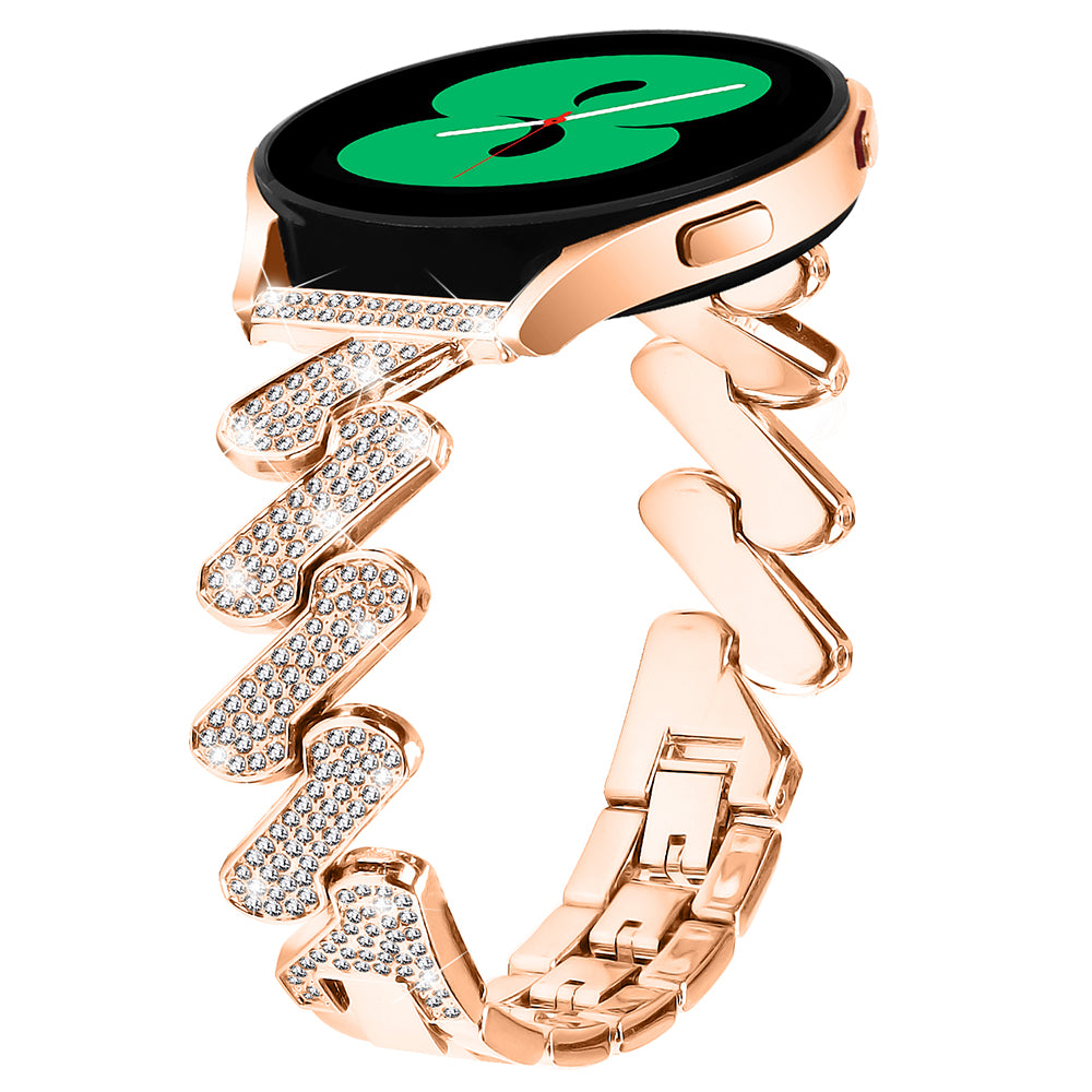 For Samsung Galaxy Watch6 40 / 44mm / Watch6 Classic 43 / 47mm Metal Watch Band 20mm Rhinestone Replacement Watch Strap