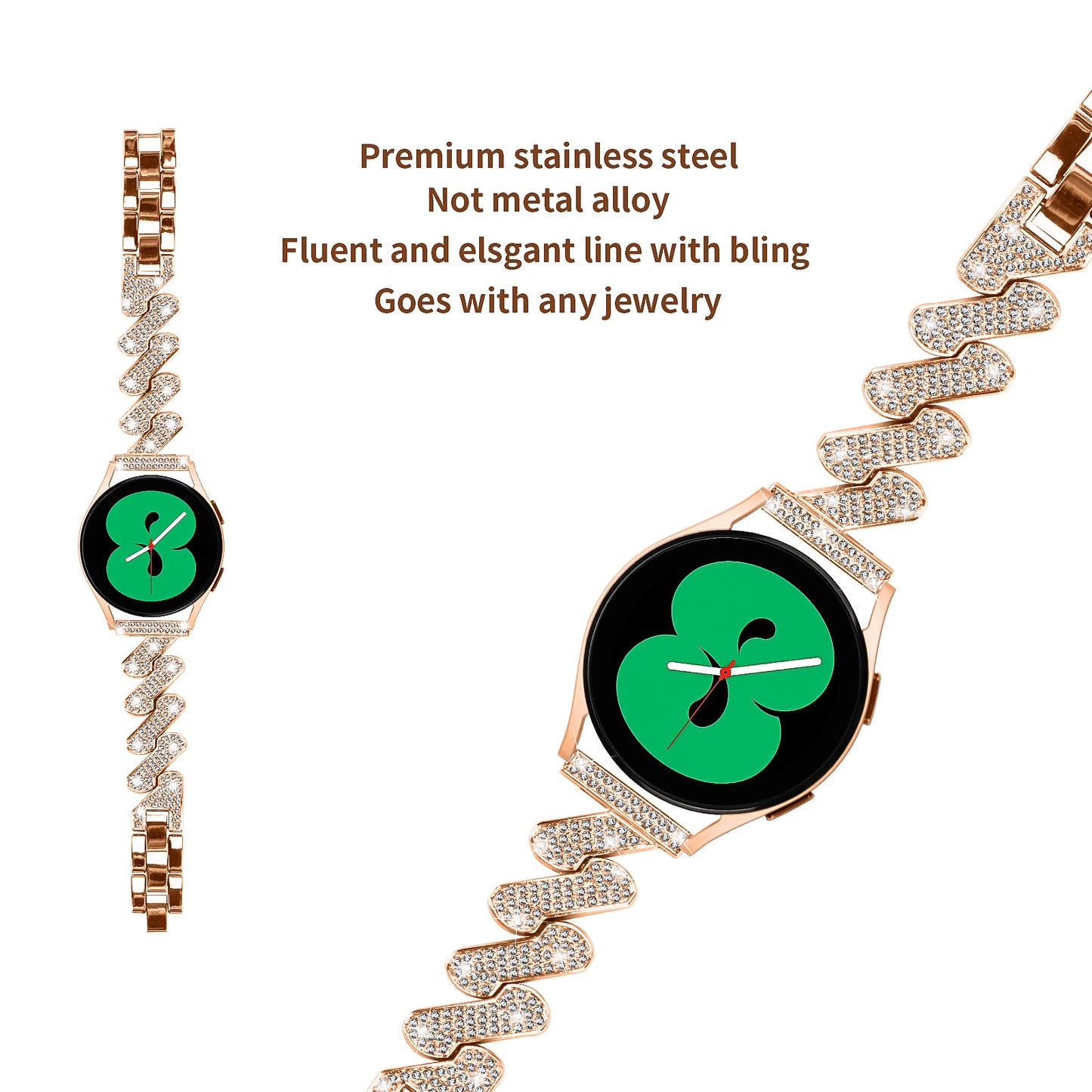For Samsung Galaxy Watch6 40 / 44mm / Watch6 Classic 43 / 47mm Metal Watch Band 20mm Rhinestone Replacement Watch Strap