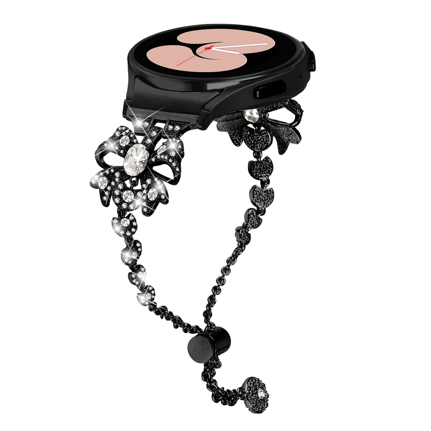 For Samsung Galaxy Watch6 40 / 44mm / Watch6 Classic 43 / 47mm Stainless Steel Watch Strap 20mm Rhinestone Bowknot Watchband