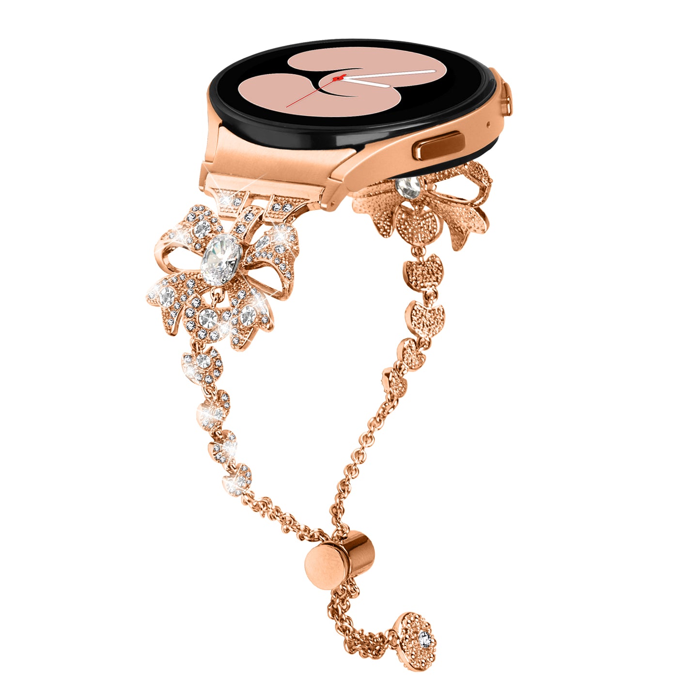 For Samsung Galaxy Watch6 40 / 44mm / Watch6 Classic 43 / 47mm Stainless Steel Watch Strap 20mm Rhinestone Bowknot Watchband