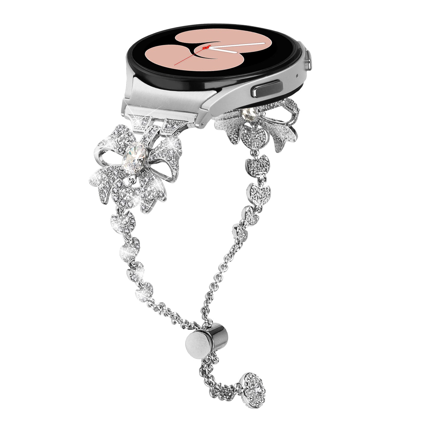 For Samsung Galaxy Watch6 40 / 44mm / Watch6 Classic 43 / 47mm Stainless Steel Watch Strap 20mm Rhinestone Bowknot Watchband