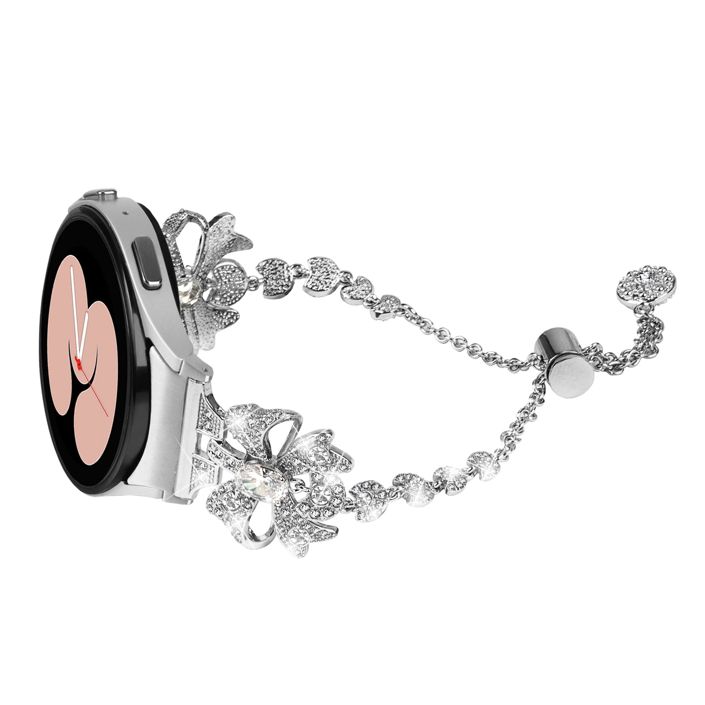 For Samsung Galaxy Watch6 40 / 44mm / Watch6 Classic 43 / 47mm Stainless Steel Watch Strap 20mm Rhinestone Bowknot Watchband
