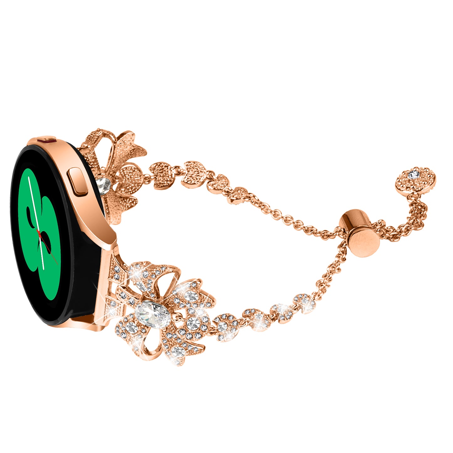 For Huami Amazfit Cheetah 20mm Stainless Steel Watch Band Rhinestone Bowknot Wrist Strap Bracelet