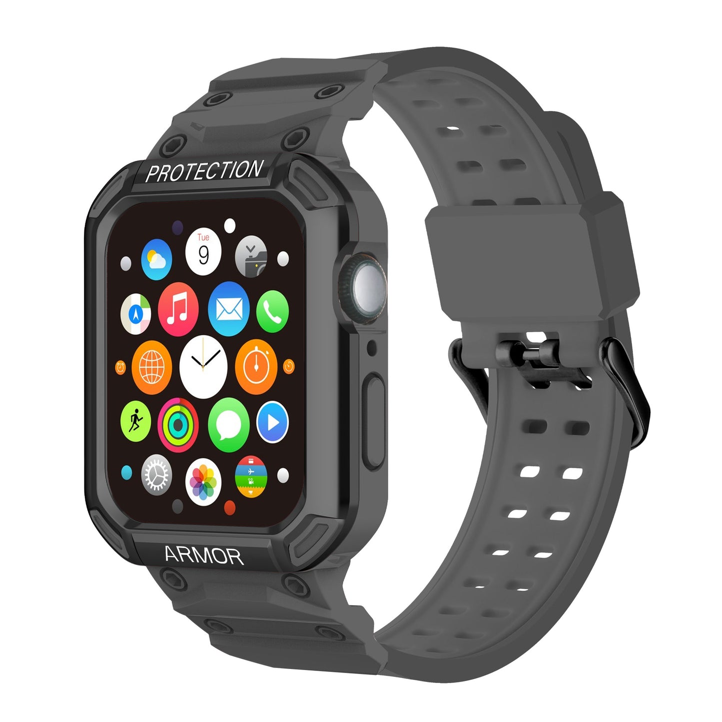 For Apple Watch Series 8 / 7 45mm / 6 / 5 / 4 / SE / SE (2022) 44mm 2-in-1 TPU Watchband Watch Case with PC Top Cover