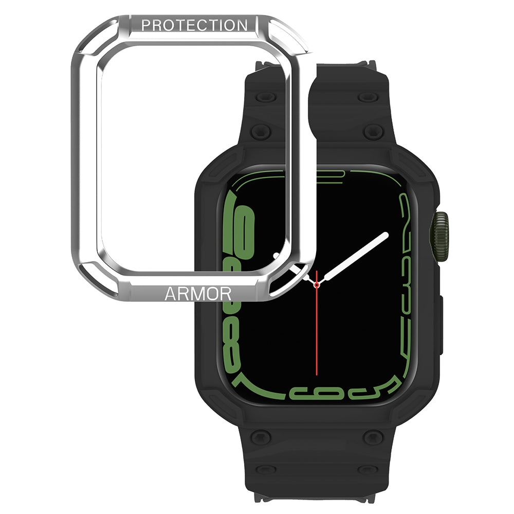 For Apple Watch Series 8 / 7 45mm / 6 / 5 / 4 / SE / SE (2022) 44mm 2-in-1 TPU Watchband Watch Case with PC Top Cover
