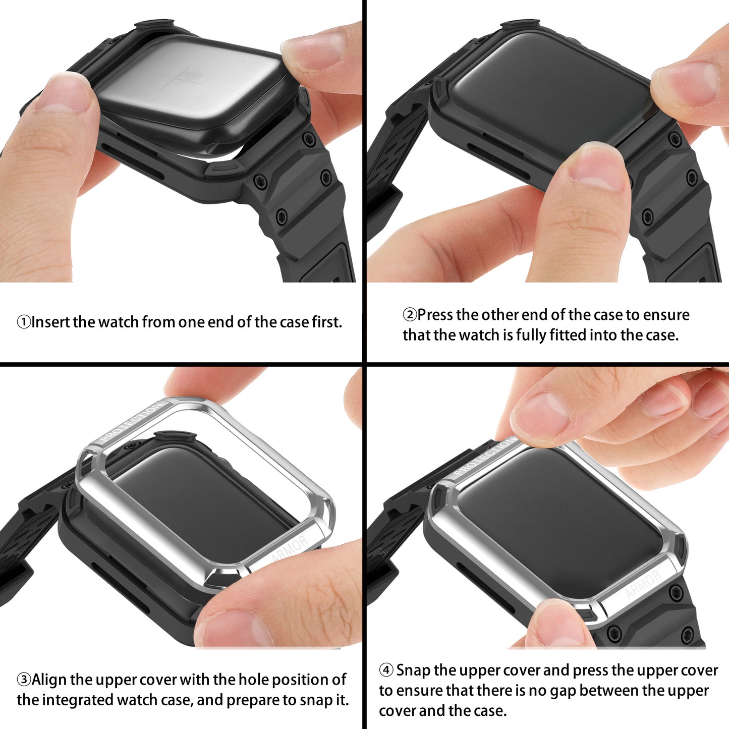 For Apple Watch Series 8 / 7 45mm / 6 / 5 / 4 / SE / SE (2022) 44mm 2-in-1 TPU Watchband Watch Case with PC Top Cover