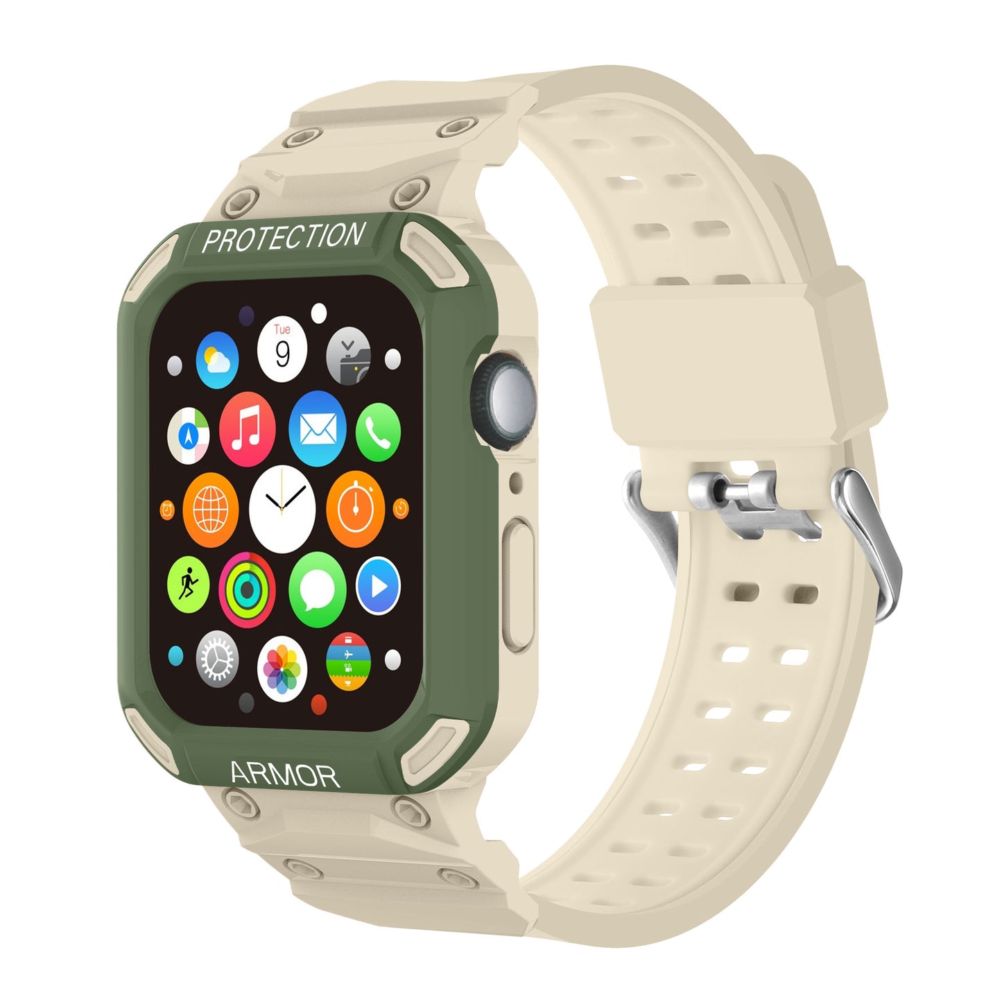 For Apple Watch Series 8 / 7 45mm / 6 / 5 / 4 / SE / SE (2022) 44mm 2-in-1 TPU Watchband Watch Case with PC Top Cover
