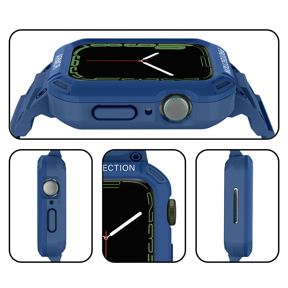 For Apple Watch Series 8 / 7 45mm / 6 / 5 / 4 / SE / SE (2022) 44mm 2-in-1 TPU Watchband Watch Case with PC Top Cover