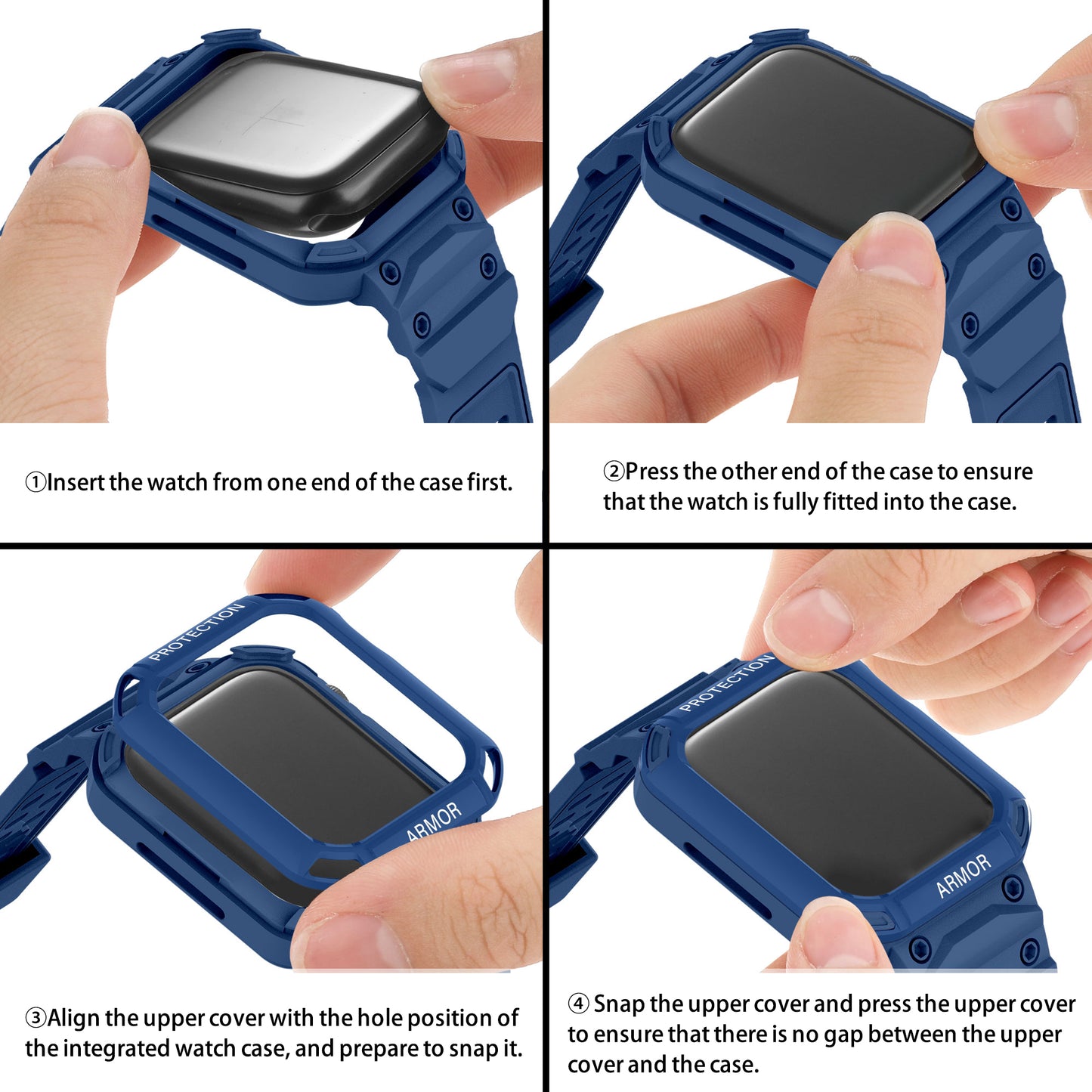For Apple Watch Series 8 / 7 45mm / 6 / 5 / 4 / SE / SE (2022) 44mm 2-in-1 TPU Watchband Watch Case with PC Top Cover