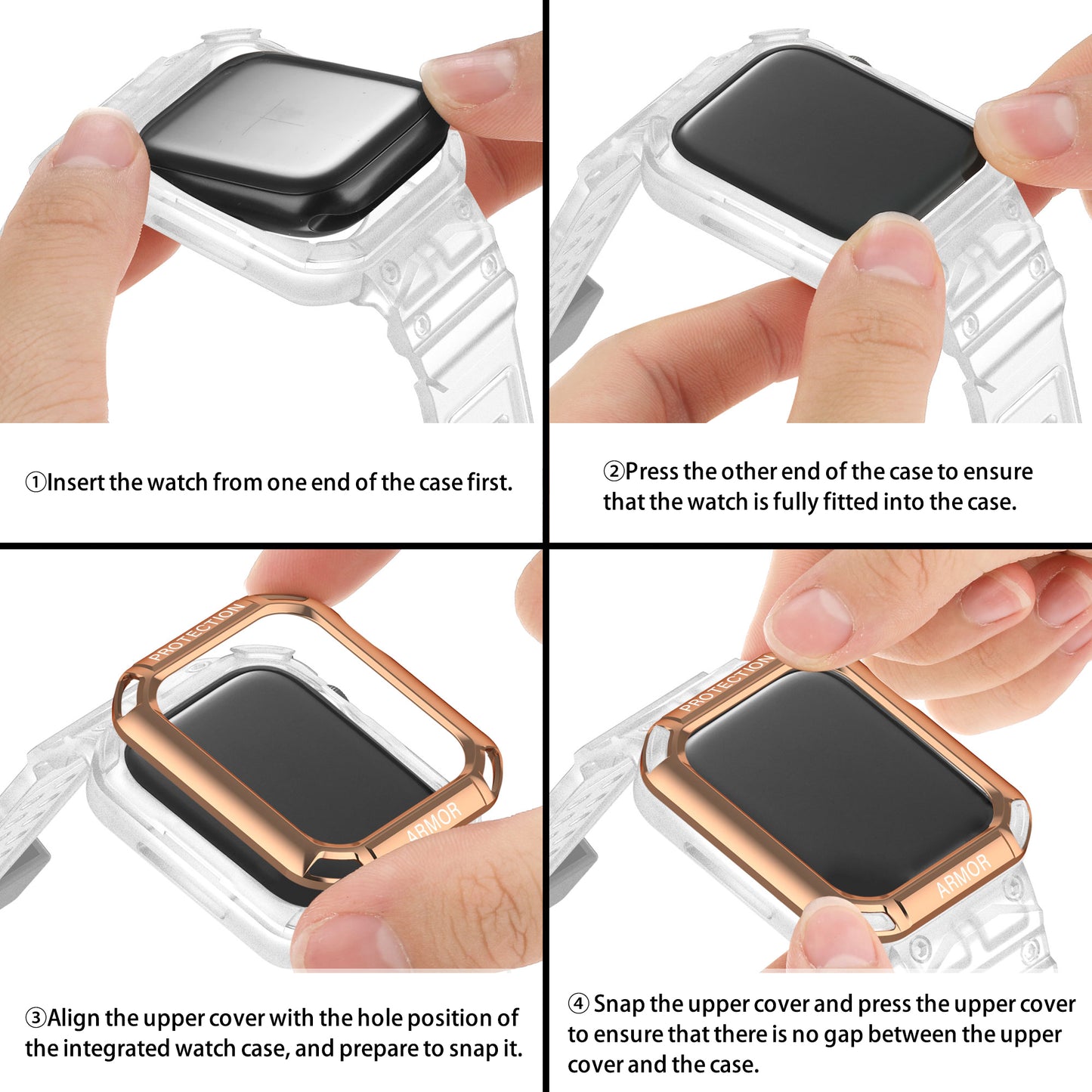 For Apple Watch Series 8 / 7 45mm / 6 / 5 / 4 / SE / SE (2022) 44mm 2-in-1 TPU Watchband Watch Case with PC Top Cover
