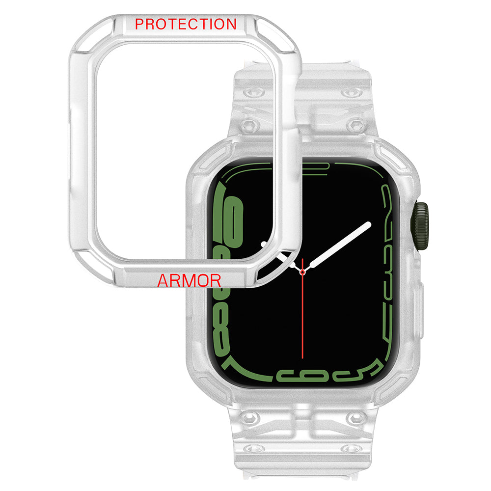 For Apple Watch Series 8 / 7 45mm / 6 / 5 / 4 / SE / SE (2022) 44mm 2-in-1 TPU Watchband Watch Case with PC Top Cover