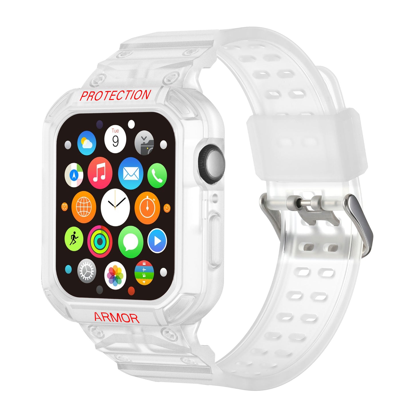 For Apple Watch Series 8 / 7 45mm / 6 / 5 / 4 / SE / SE (2022) 44mm 2-in-1 TPU Watchband Watch Case with PC Top Cover