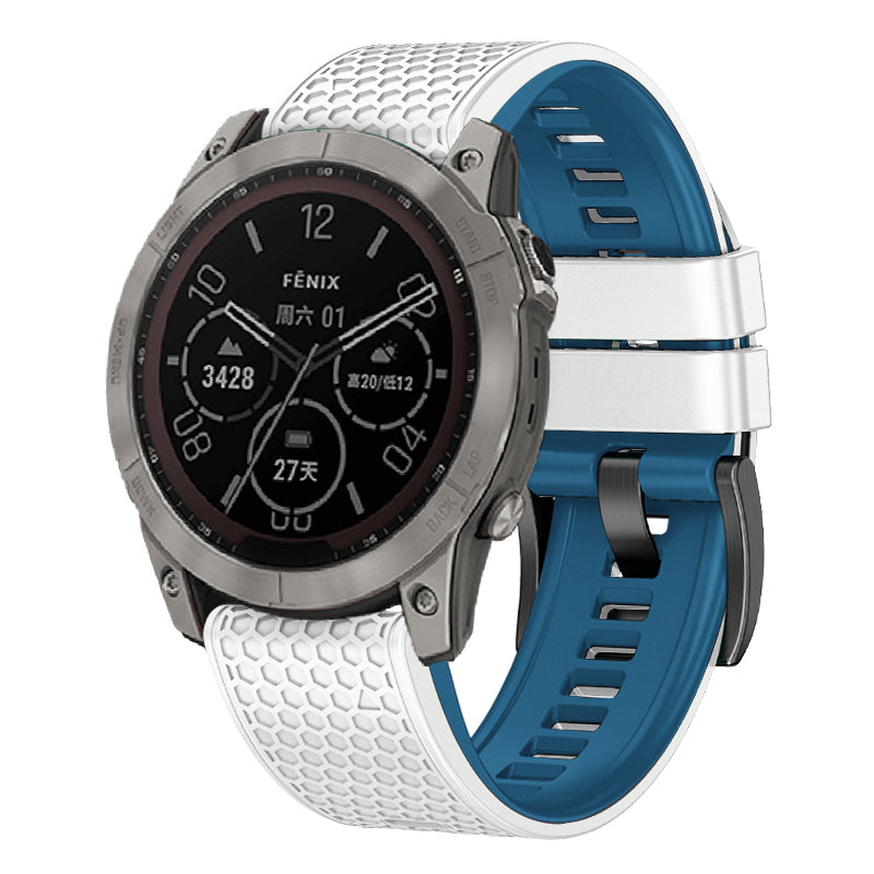 Dot Texture Silicone Band for Garmin Tactix 7 Pro / Fenix 7X / 6X Pro / 5X Plus , 26mm Dual-color Watch Strap