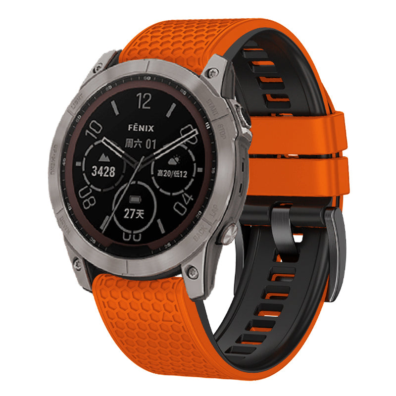 Dot Texture Silicone Band for Garmin Tactix 7 Pro / Fenix 7X / 6X Pro / 5X Plus , 26mm Dual-color Watch Strap